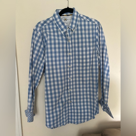 Clubroom, slim fit, blue and white checkered shirt, size medium - Picture 1 of 6
